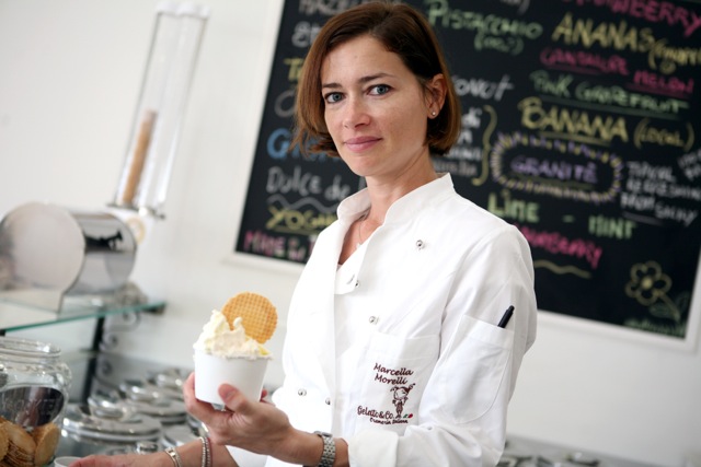 Woman holding ice cream