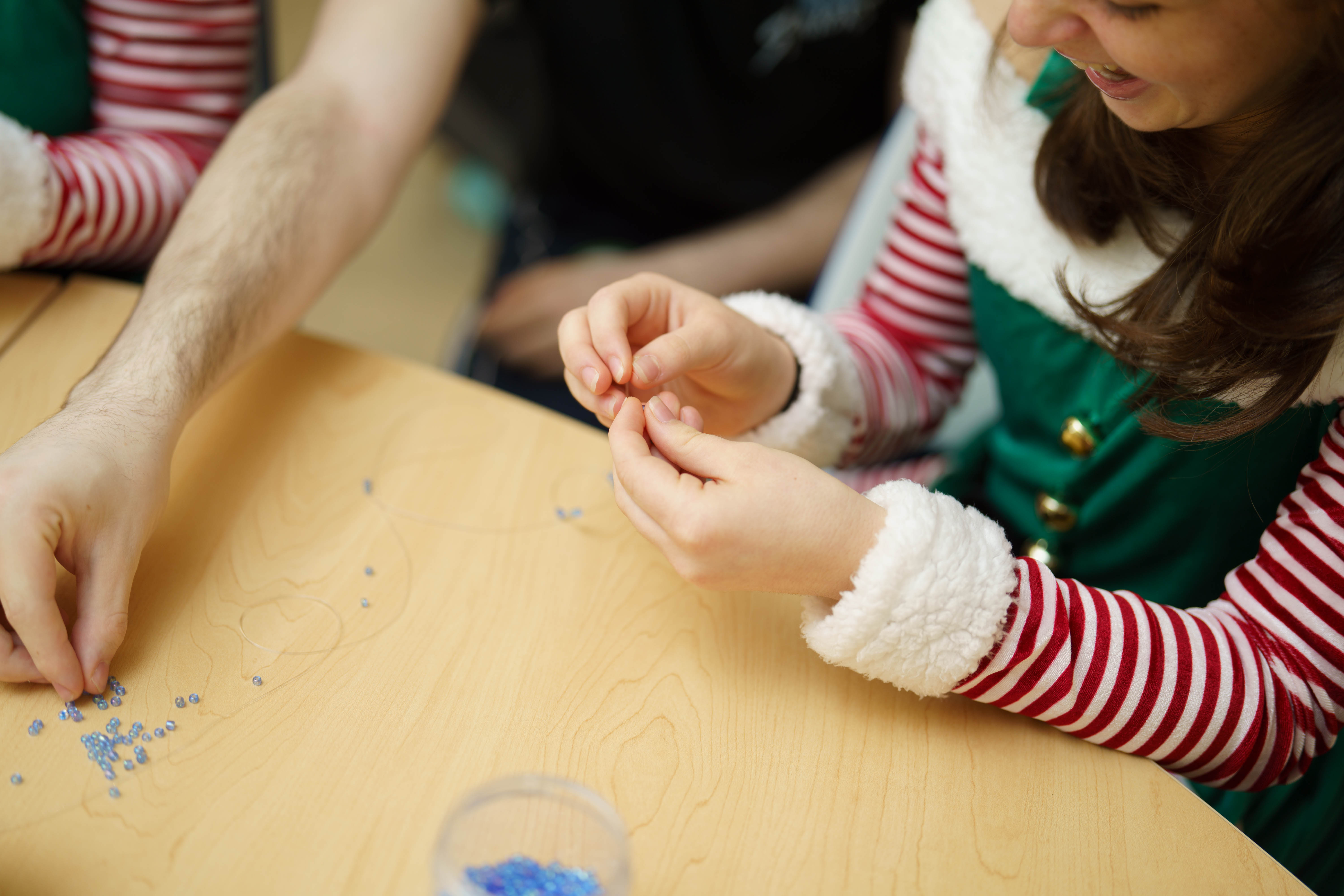 Close up of bracelet making 