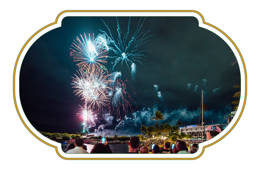 Fireworks show over Camana Bay