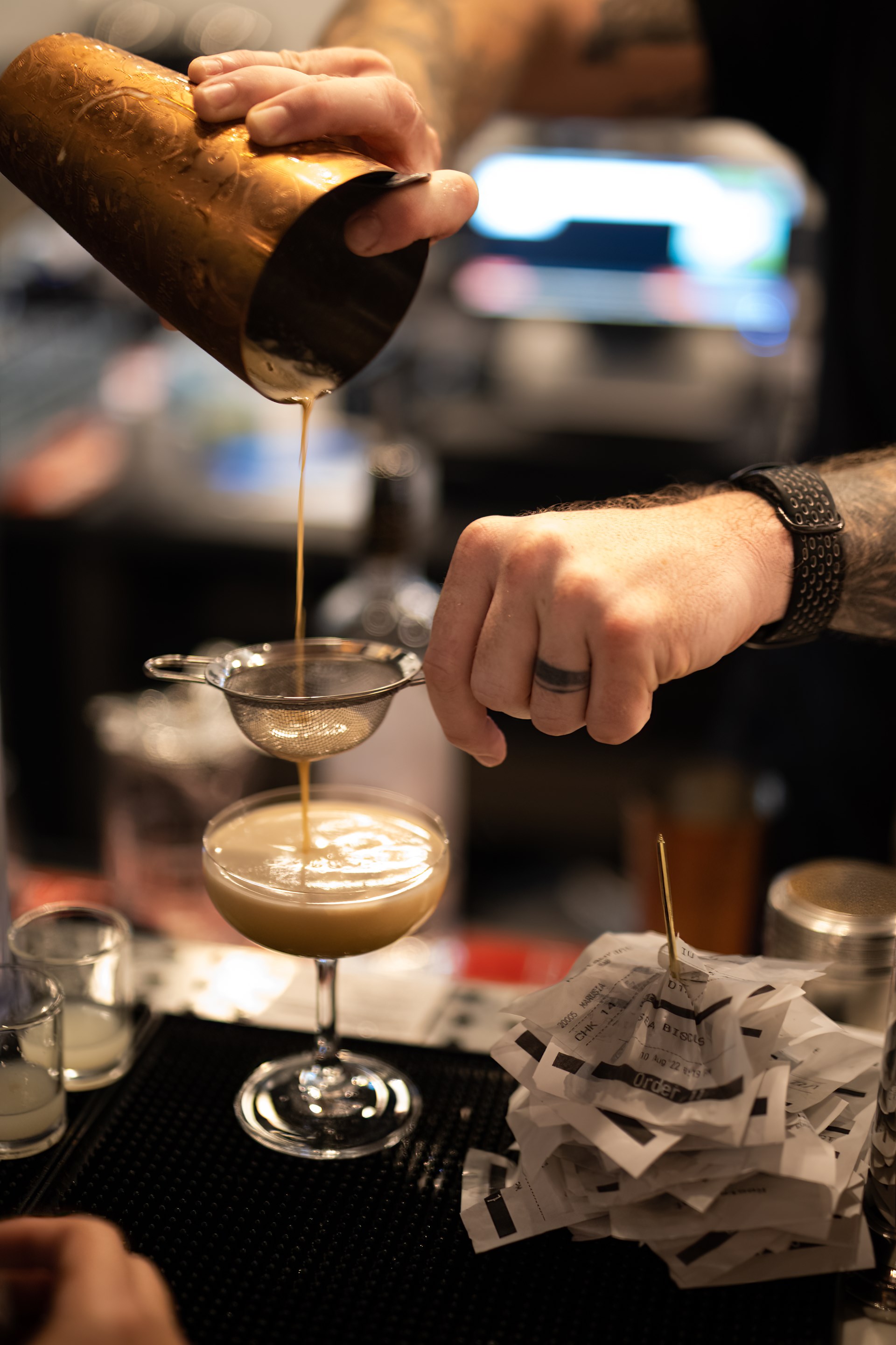 Cocktails being poured