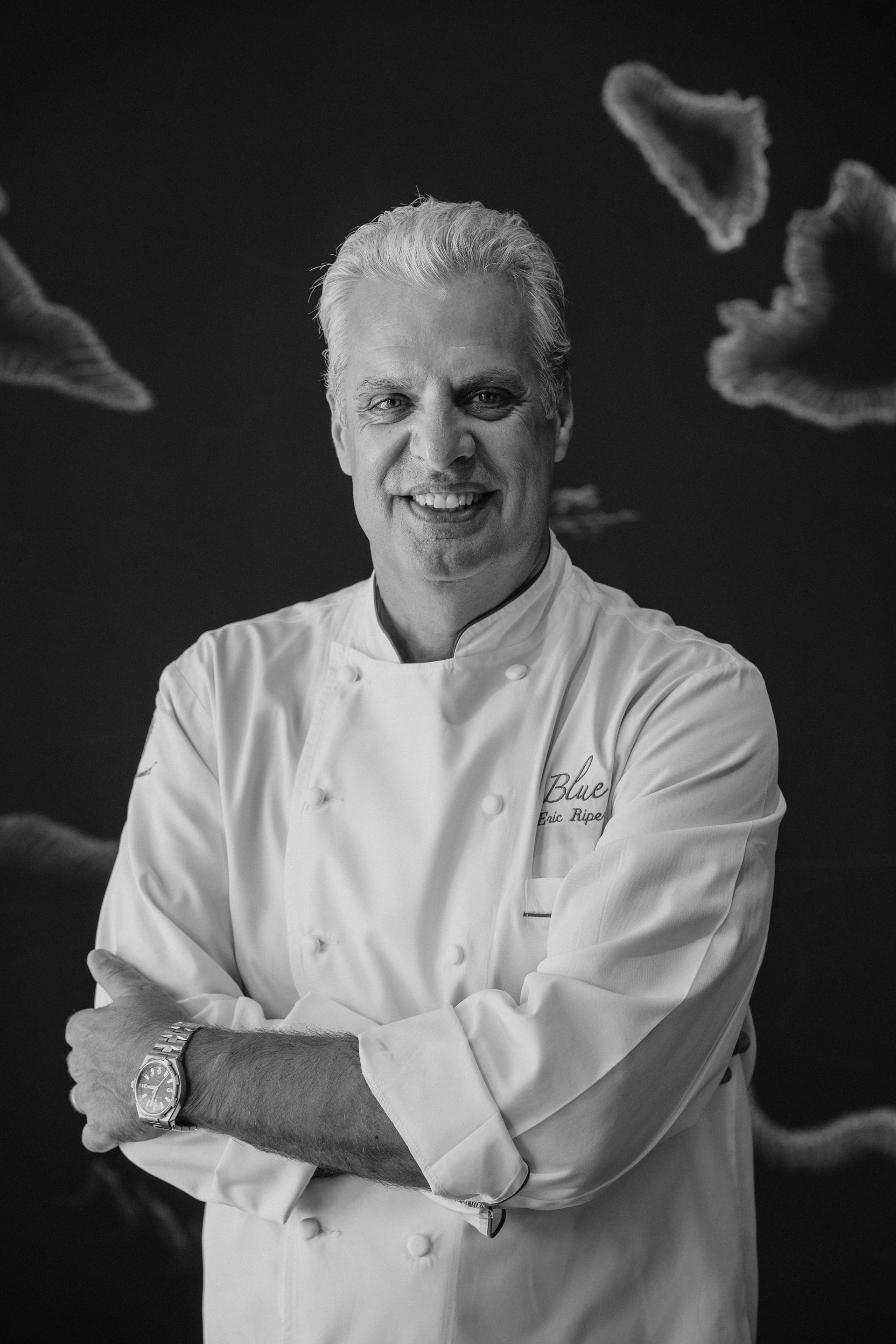 Black & white photo of chef
